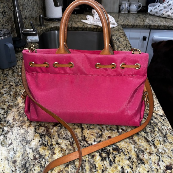Dooney & Bourke Fuchsia Satchel with Tan Accents - Picture 2 of 7